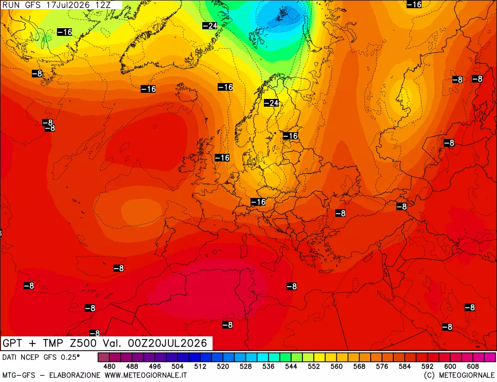 mappa 500 hPa GPT + Temp