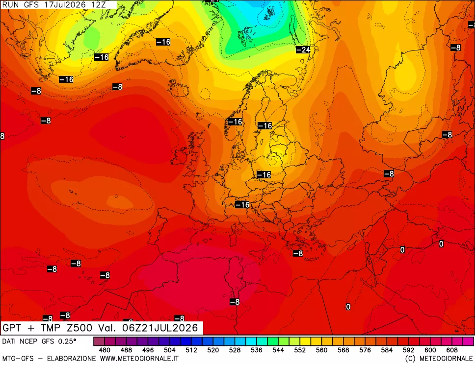 mappa 500 hPa GPT + Temp