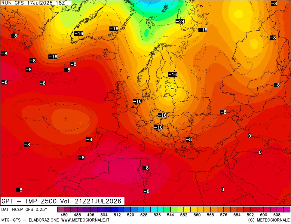 mappa 500 hPa GPT + Temp