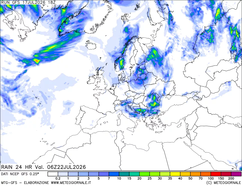 mappa Precipitazioni 24 ore precedenti