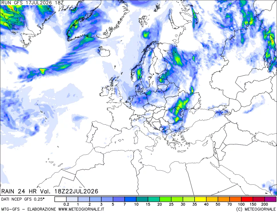 mappa Precipitazioni 24 ore precedenti