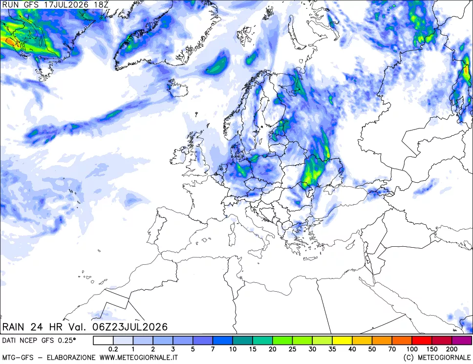 mappa Precipitazioni 24 ore precedenti