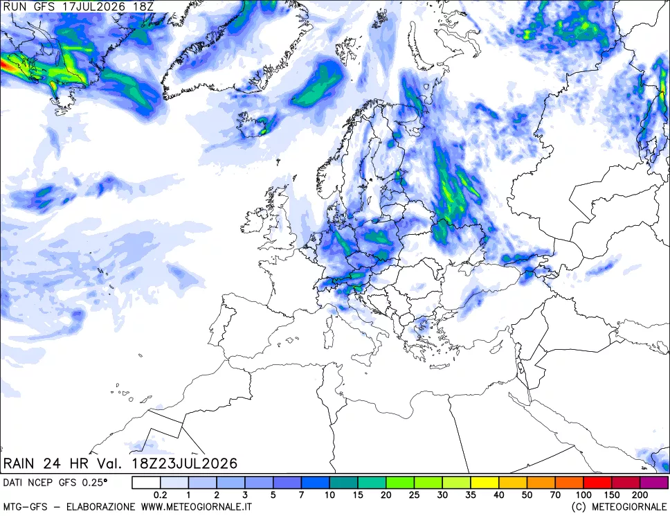 mappa Precipitazioni 24 ore precedenti