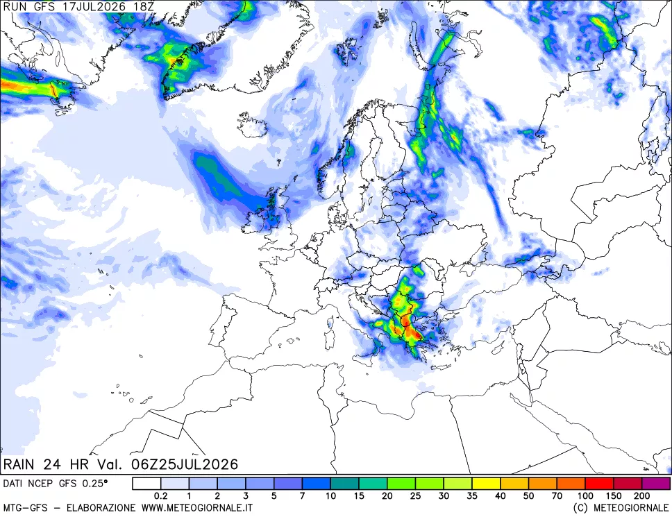 mappa Precipitazioni 24 ore precedenti