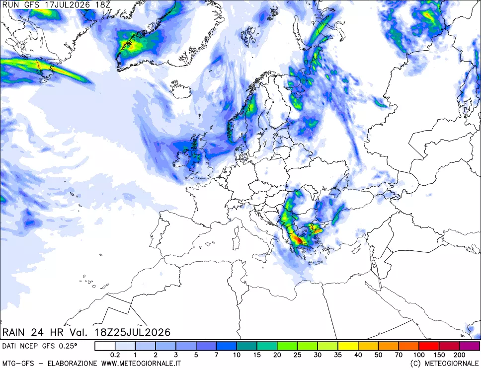 mappa Precipitazioni 24 ore precedenti