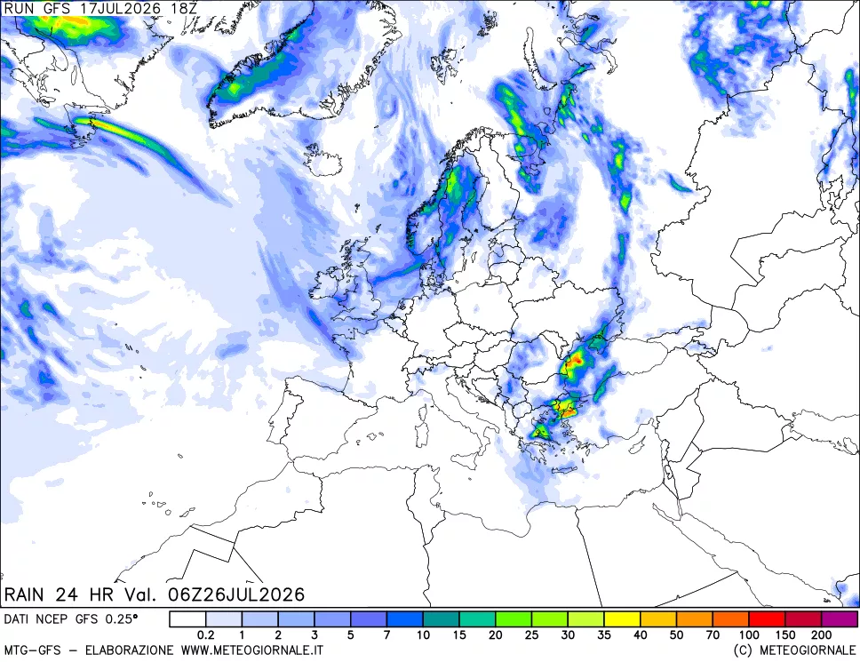 mappa Precipitazioni 24 ore precedenti