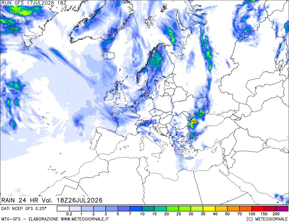 mappa Precipitazioni 24 ore precedenti