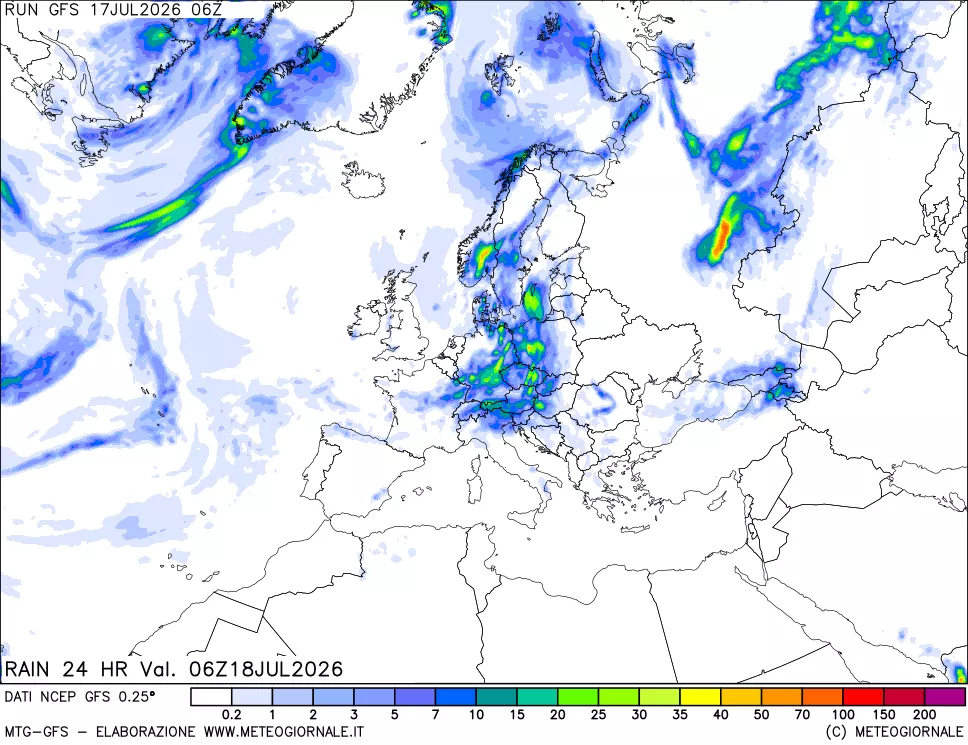 mappa Precipitazioni 24 ore precedenti