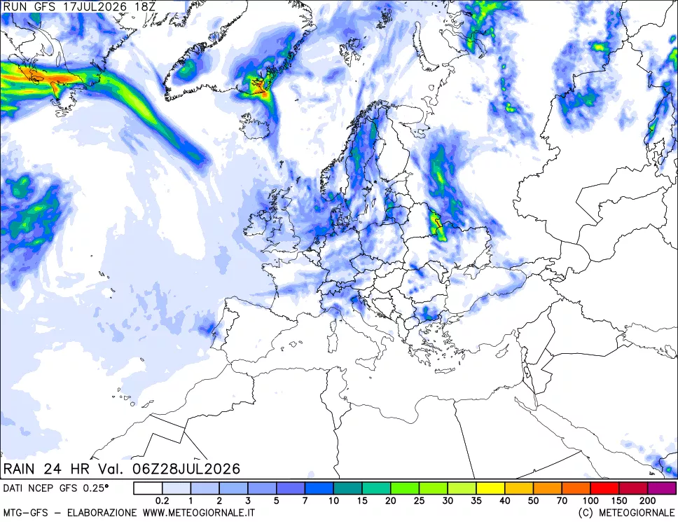 mappa Precipitazioni 24 ore precedenti