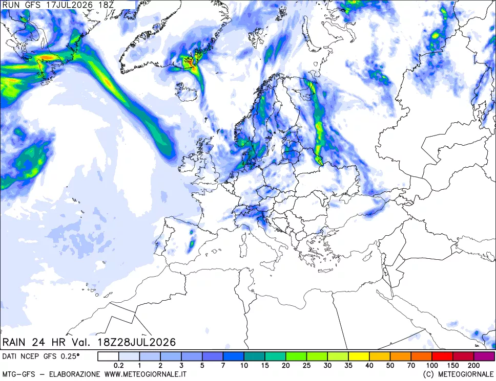 mappa Precipitazioni 24 ore precedenti