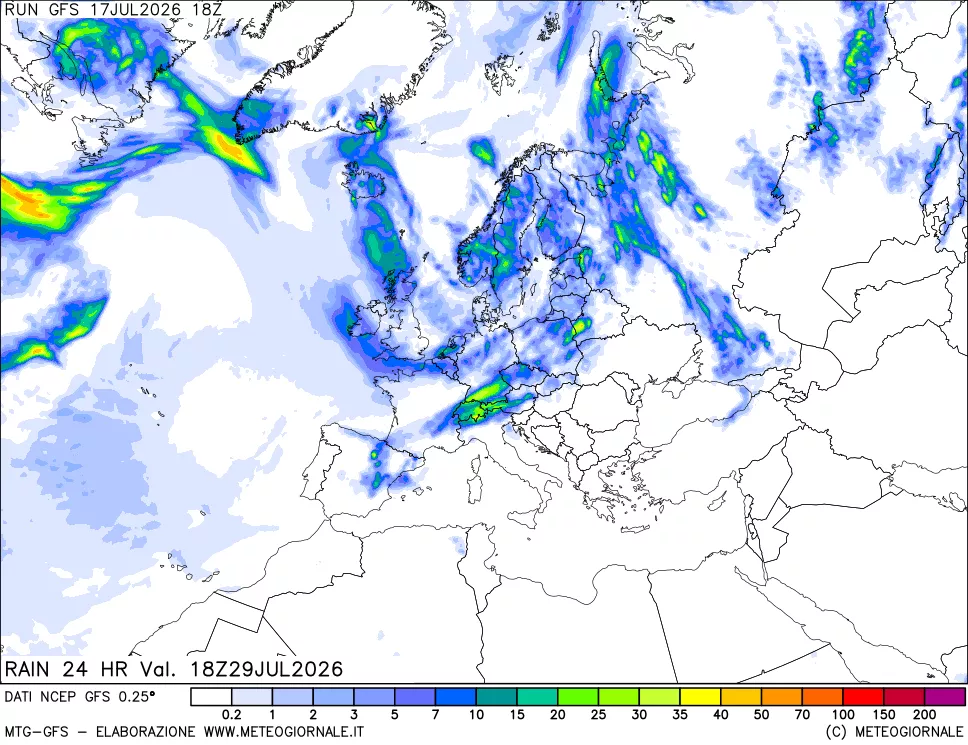 mappa Precipitazioni 24 ore precedenti