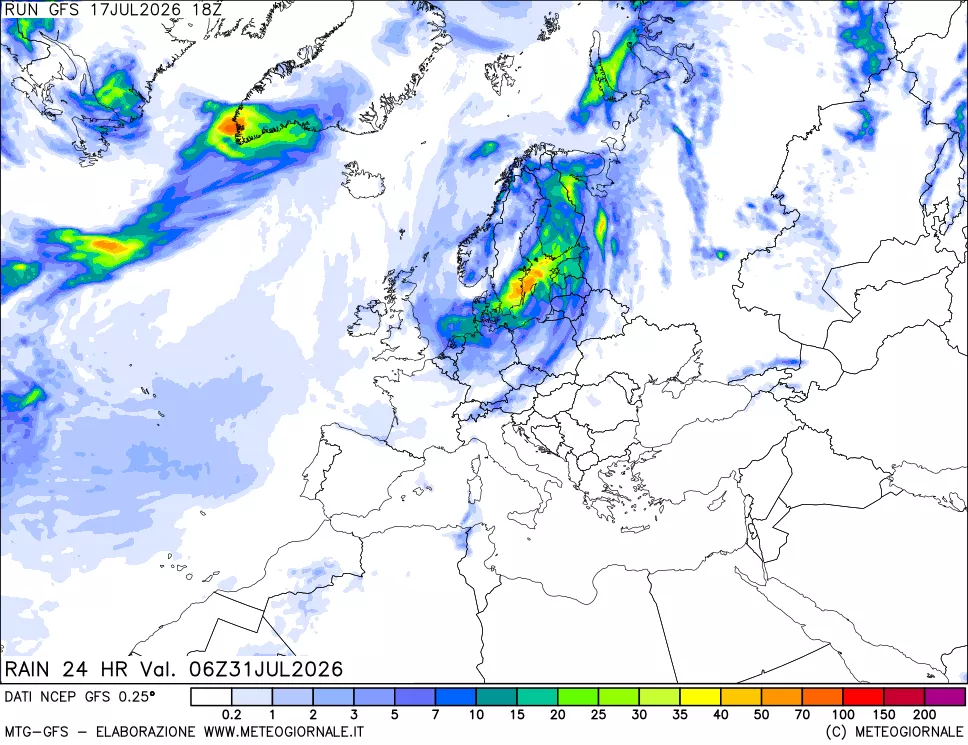 mappa Precipitazioni 24 ore precedenti