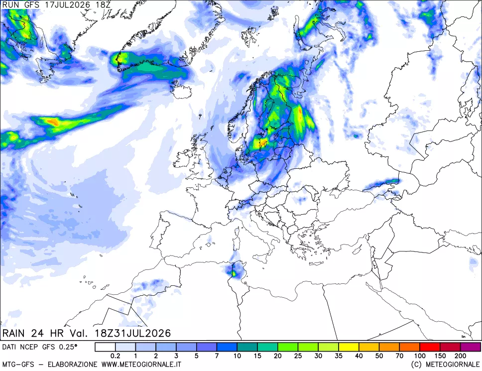 mappa Precipitazioni 24 ore precedenti