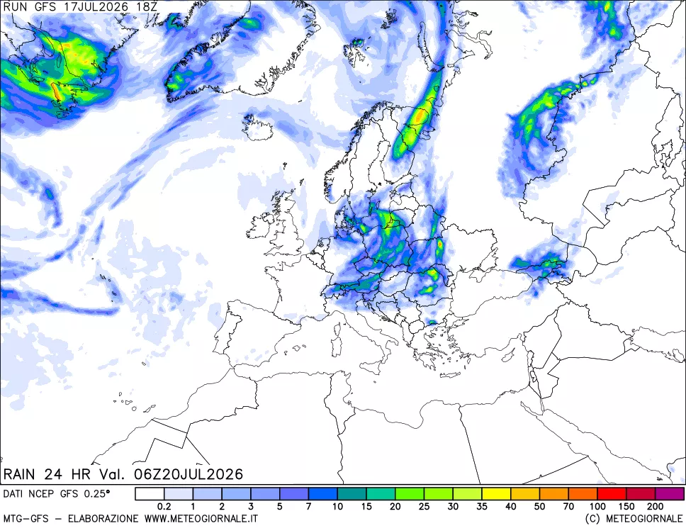 mappa Precipitazioni 24 ore precedenti