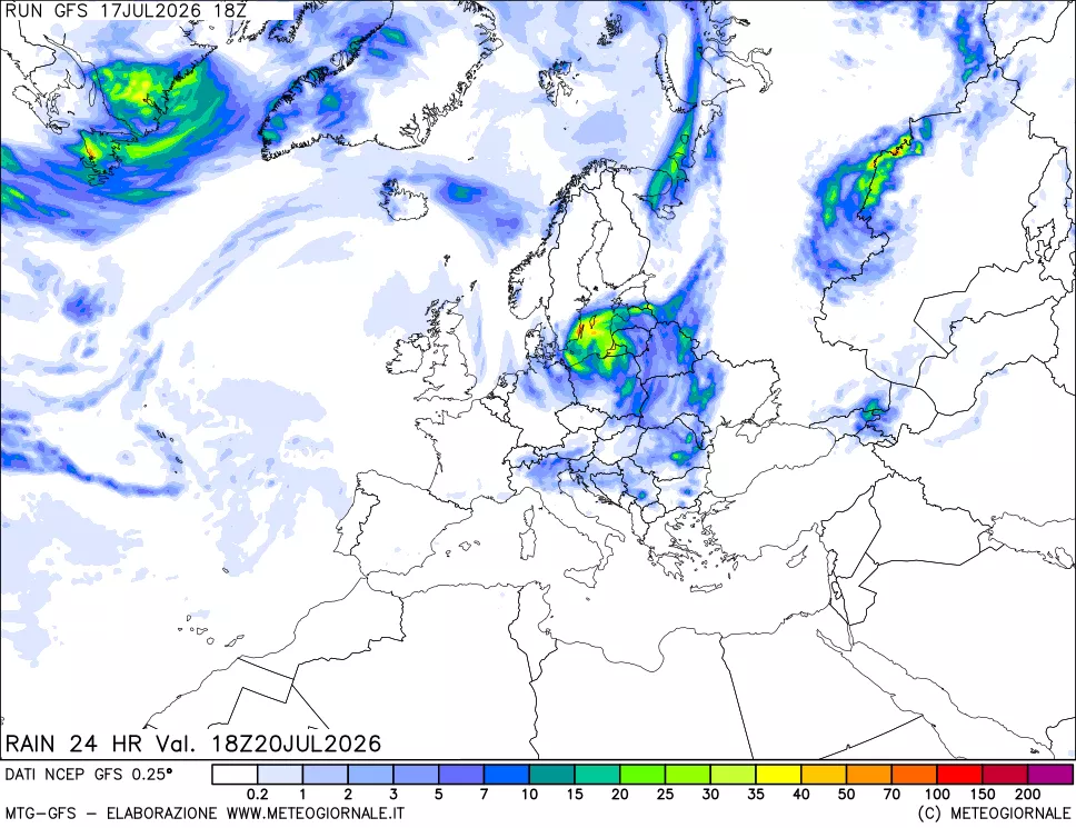 mappa Precipitazioni 24 ore precedenti