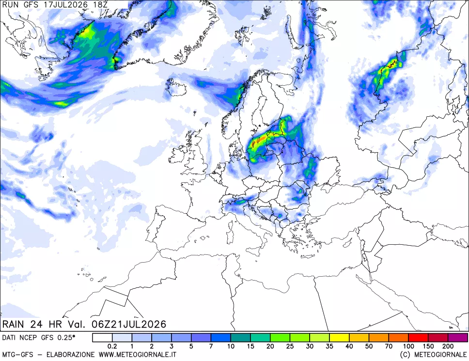 mappa Precipitazioni 24 ore precedenti