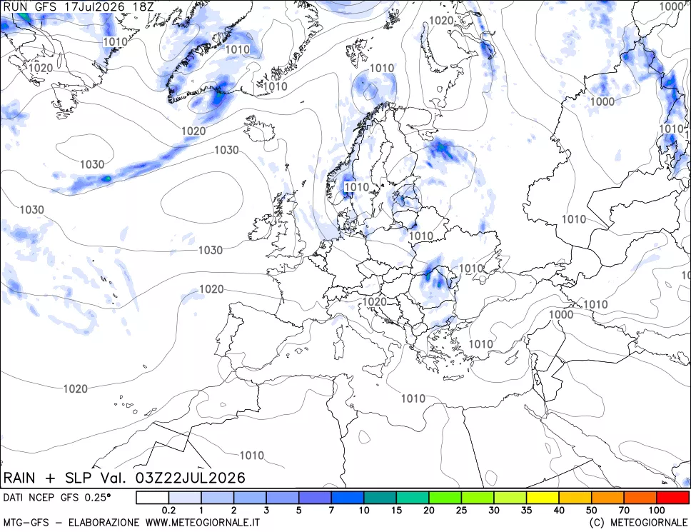 mappa Precipitazioni e pressione SLM