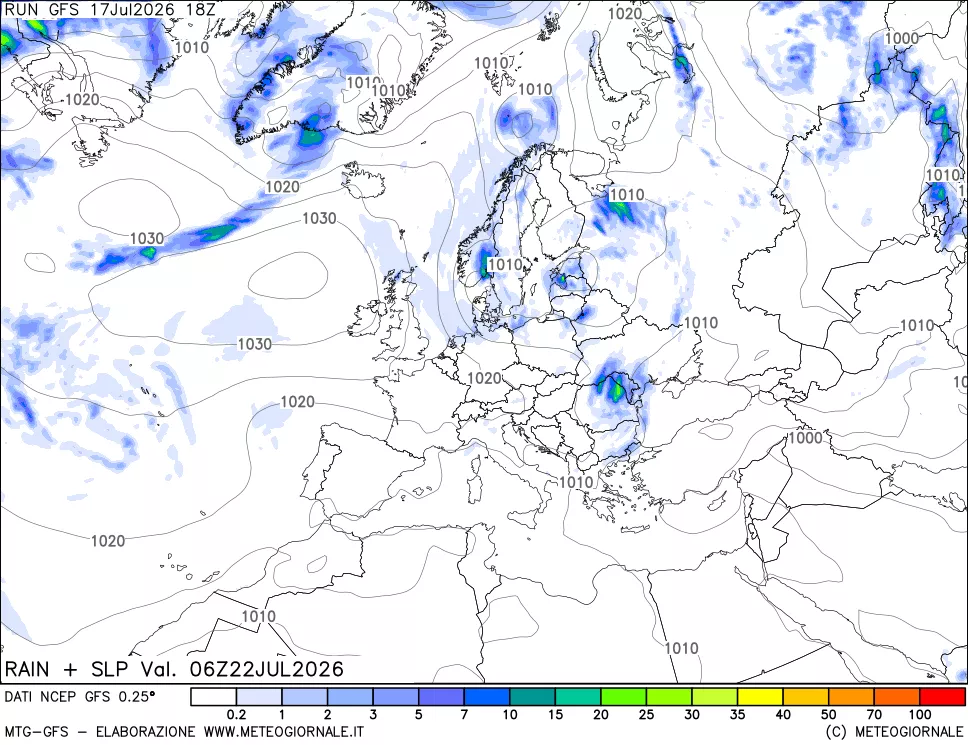 mappa Precipitazioni e pressione SLM