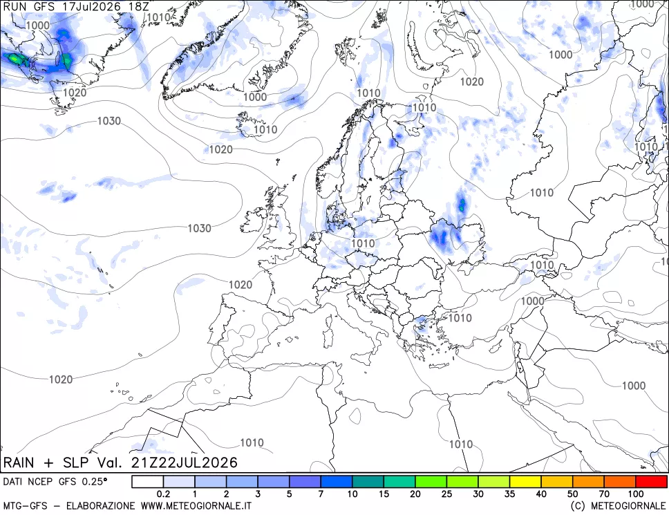 mappa Precipitazioni e pressione SLM