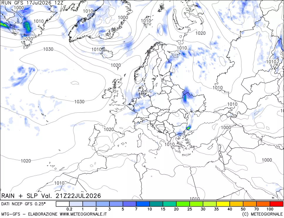 mappa Precipitazioni e pressione SLM