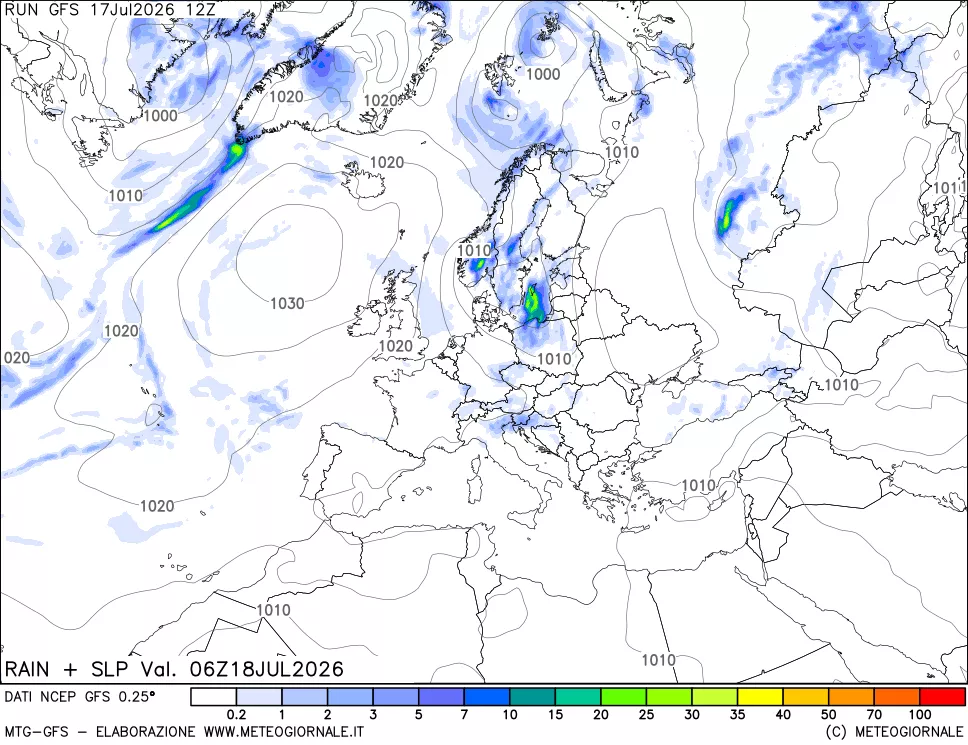mappa Precipitazioni e pressione SLM
