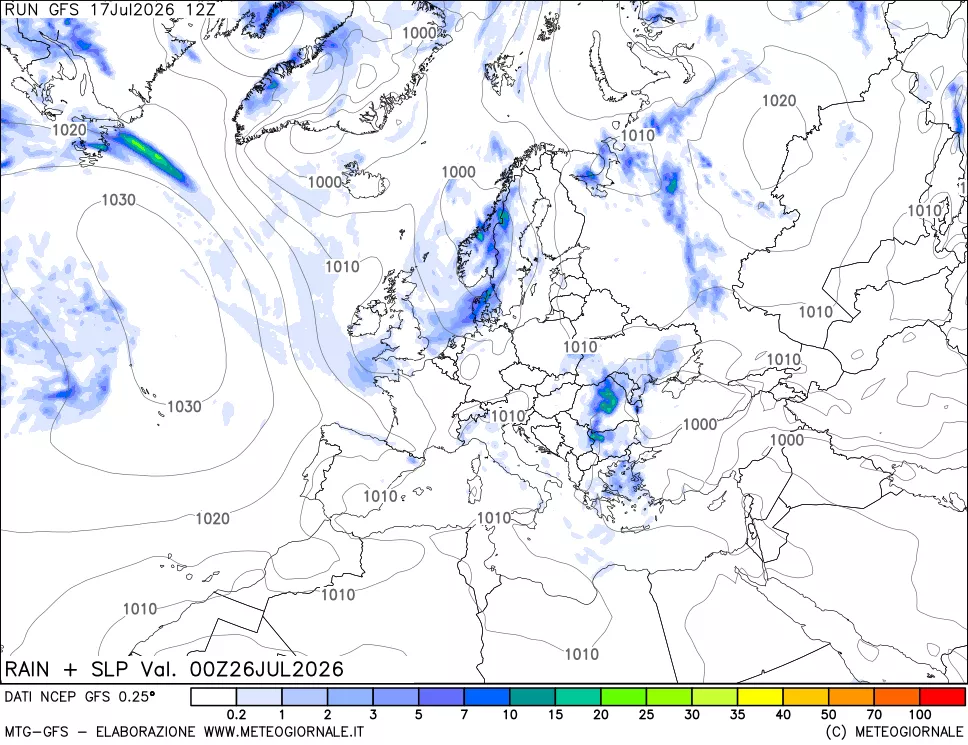 mappa Precipitazioni e pressione SLM