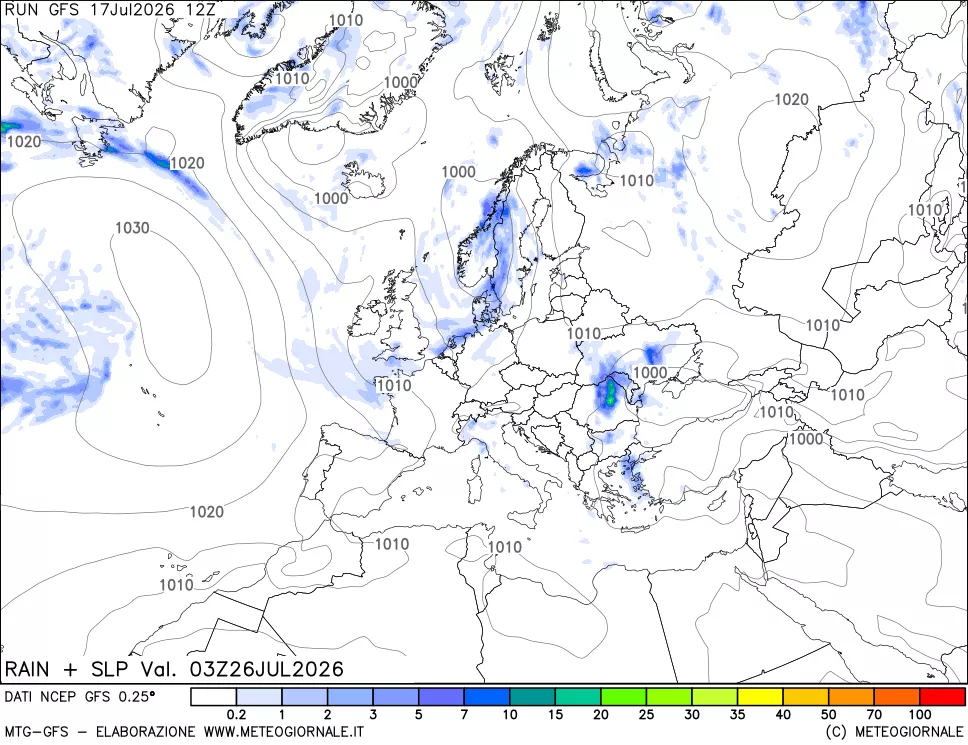 mappa Precipitazioni e pressione SLM