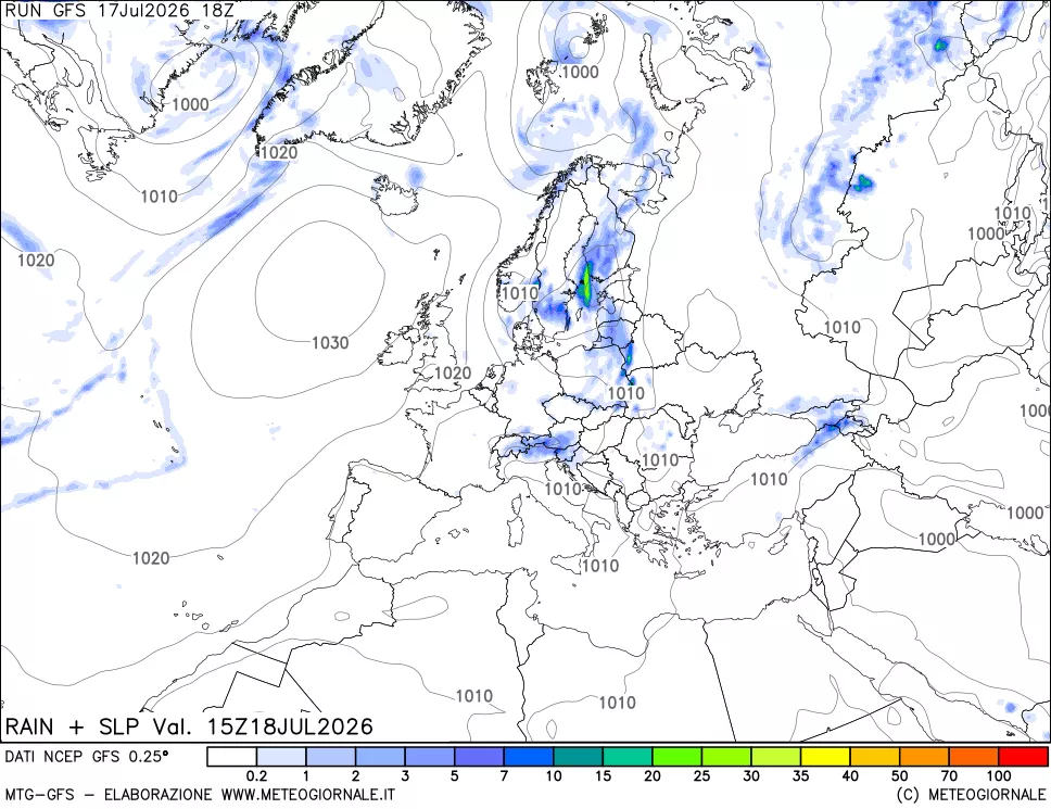 mappa Precipitazioni e pressione SLM