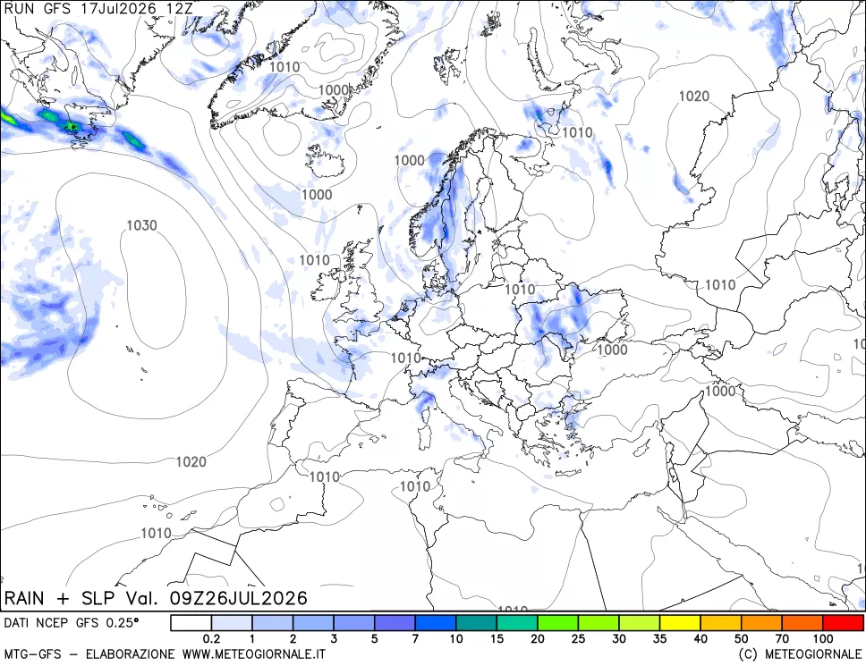 mappa Precipitazioni e pressione SLM