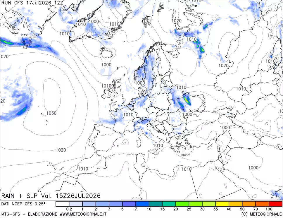 mappa Precipitazioni e pressione SLM