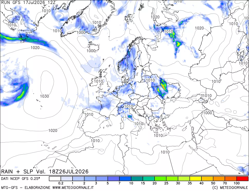 mappa Precipitazioni e pressione SLM