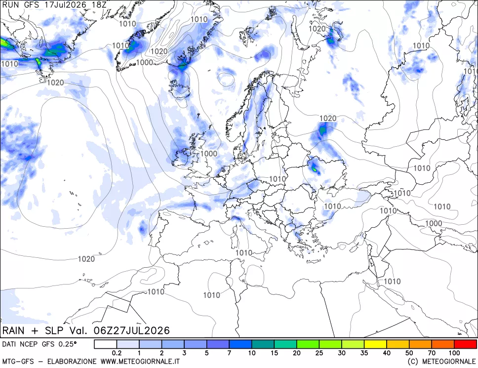 mappa Precipitazioni e pressione SLM
