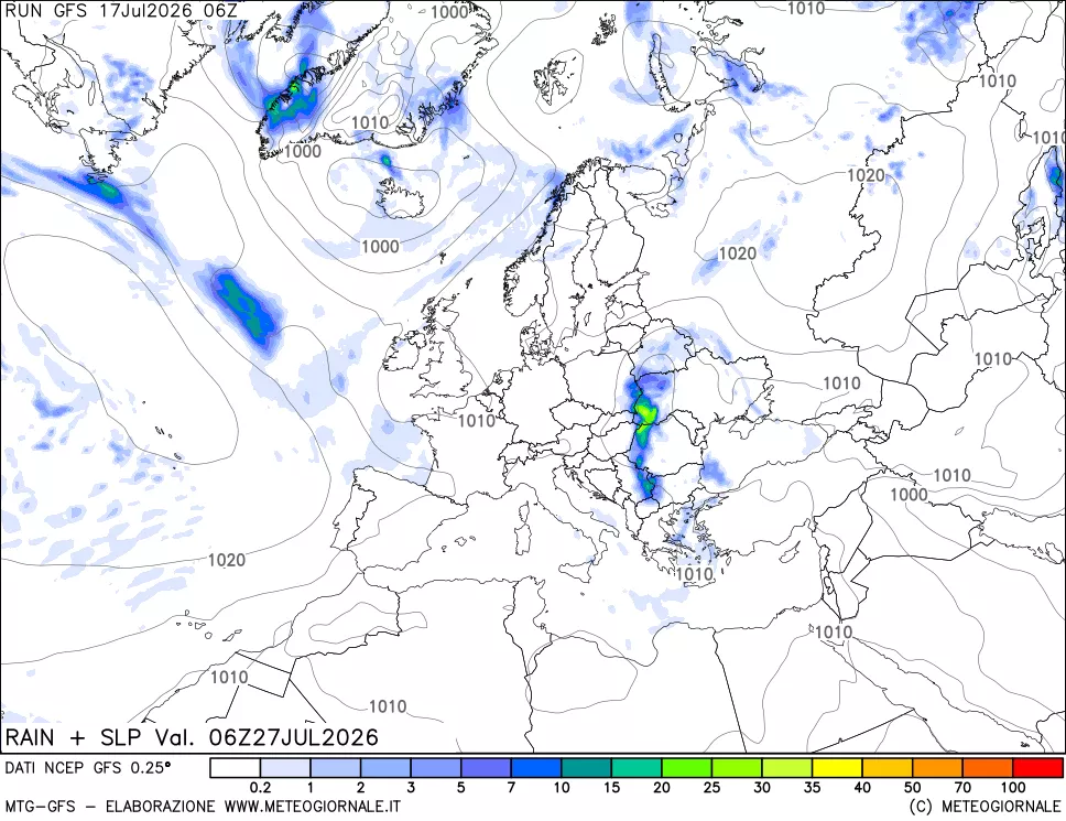 mappa Precipitazioni e pressione SLM