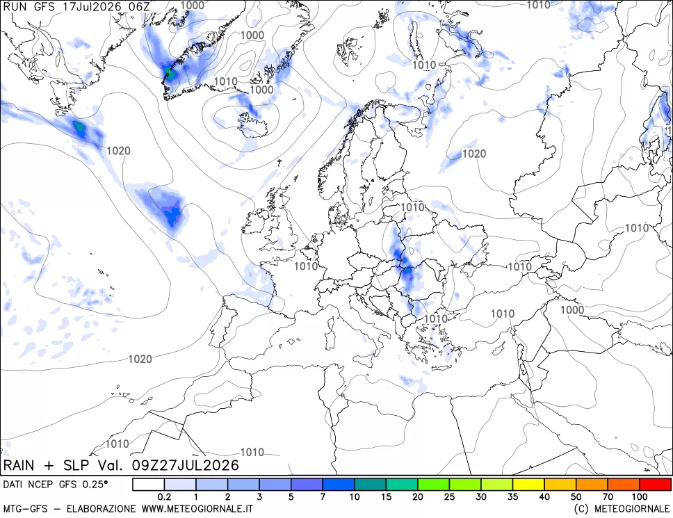 mappa Precipitazioni e pressione SLM