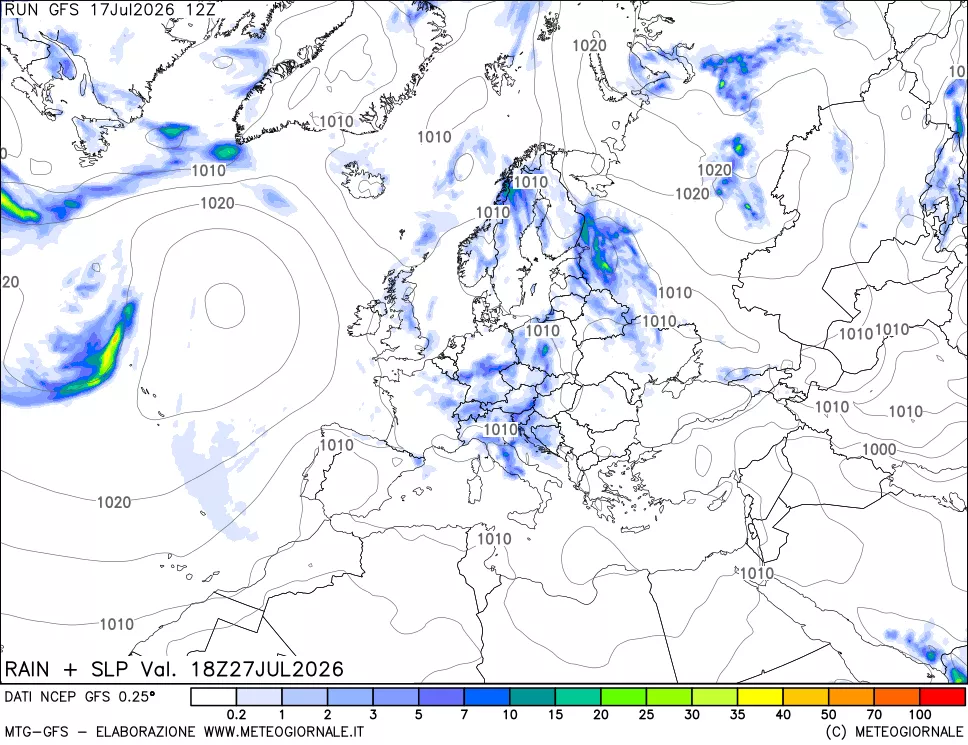 mappa Precipitazioni e pressione SLM