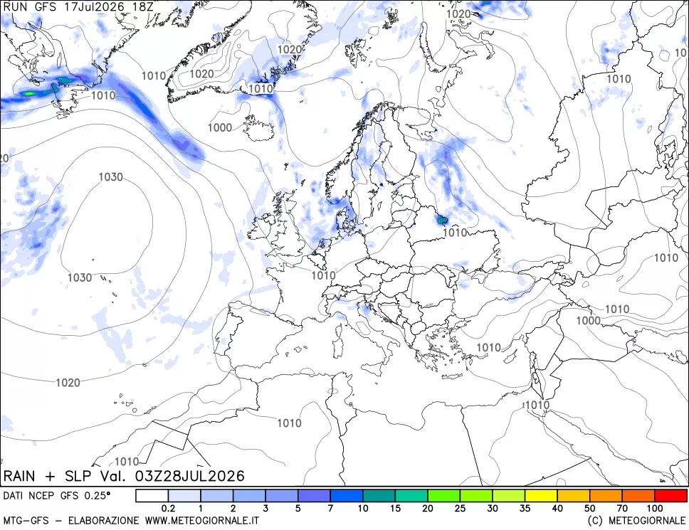 mappa Precipitazioni e pressione SLM