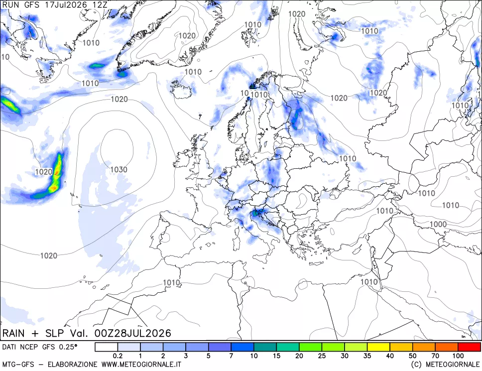 mappa Precipitazioni e pressione SLM