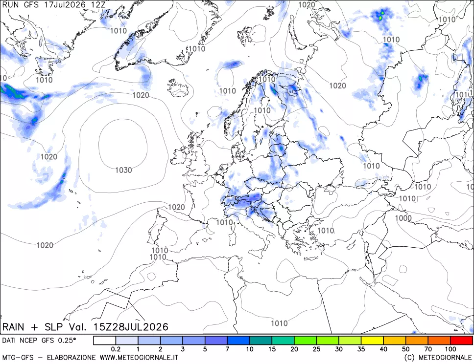 mappa Precipitazioni e pressione SLM