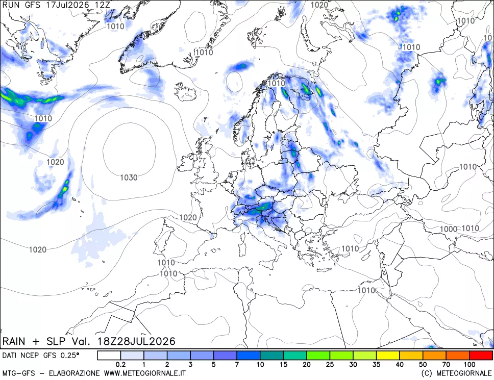 mappa Precipitazioni e pressione SLM