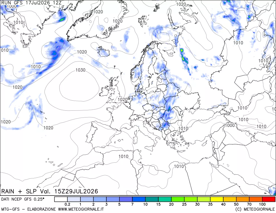 mappa Precipitazioni e pressione SLM