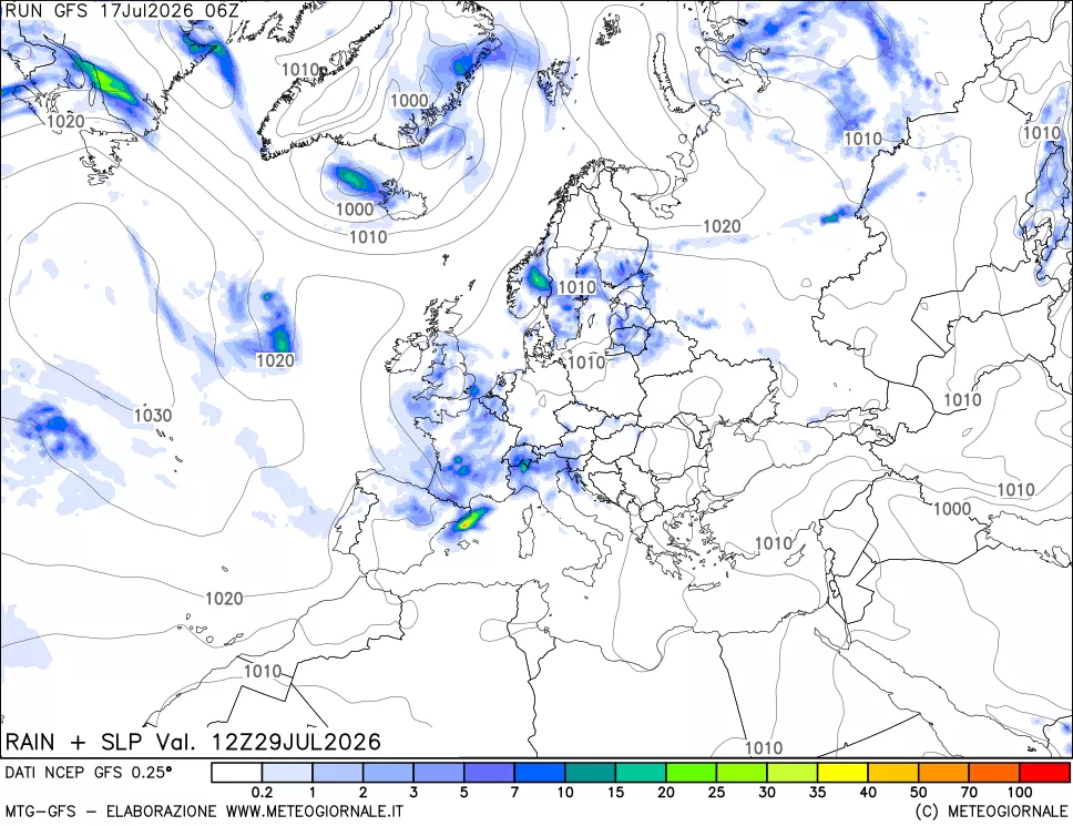 mappa Precipitazioni e pressione SLM