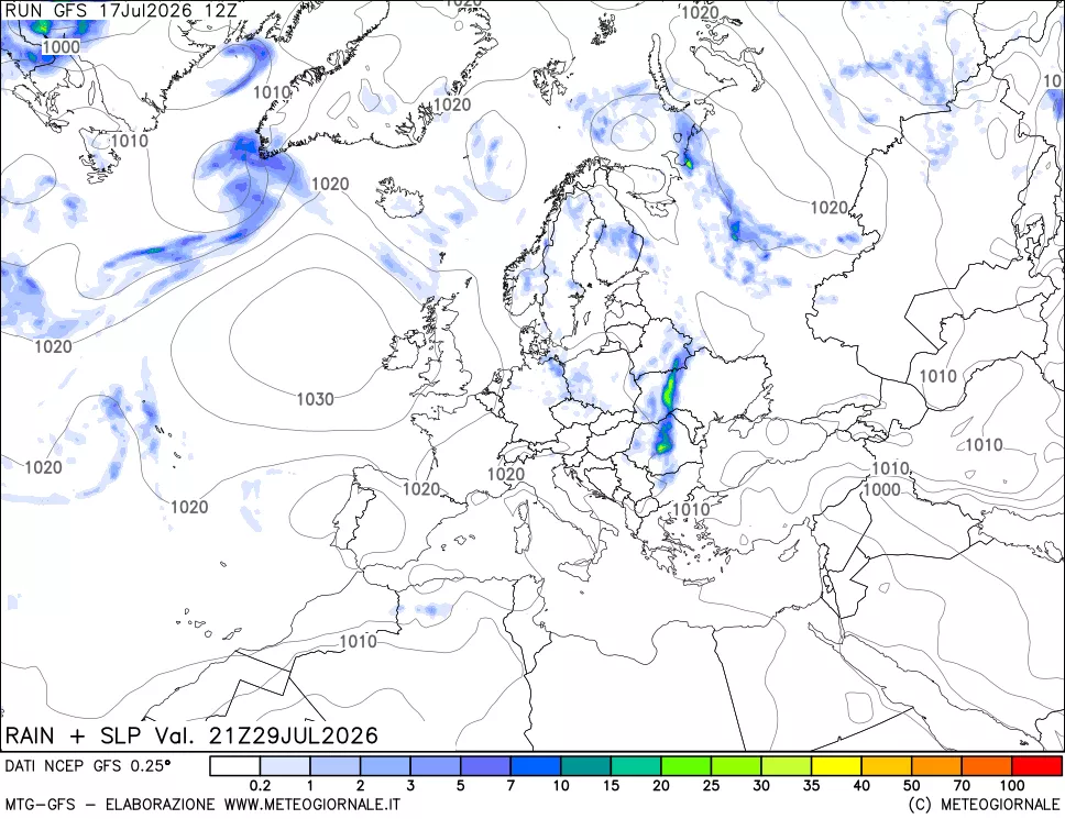 mappa Precipitazioni e pressione SLM