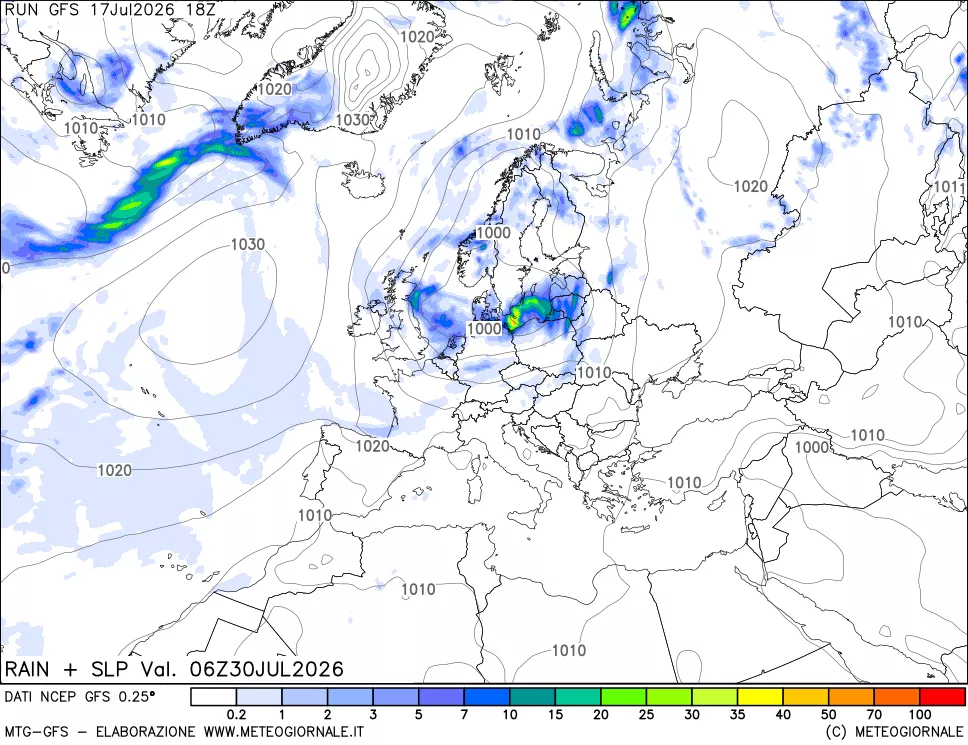 mappa Precipitazioni e pressione SLM