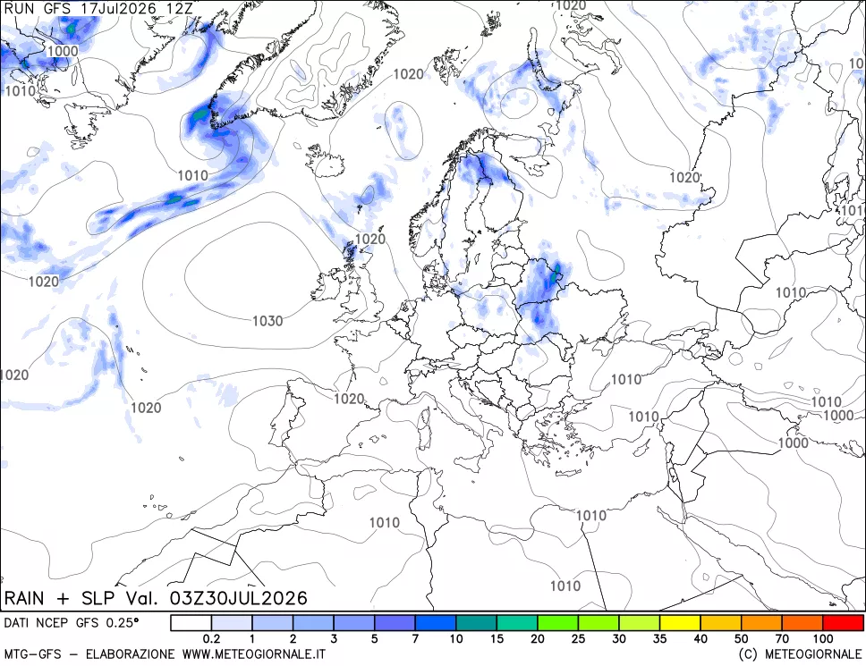 mappa Precipitazioni e pressione SLM