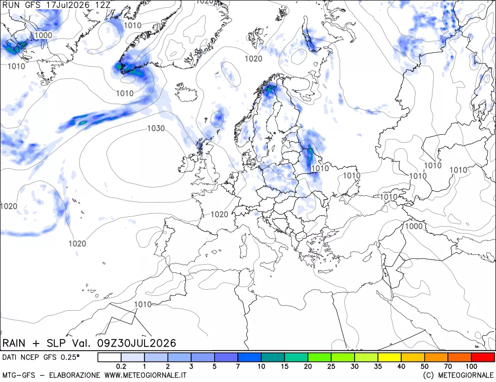 mappa Precipitazioni e pressione SLM