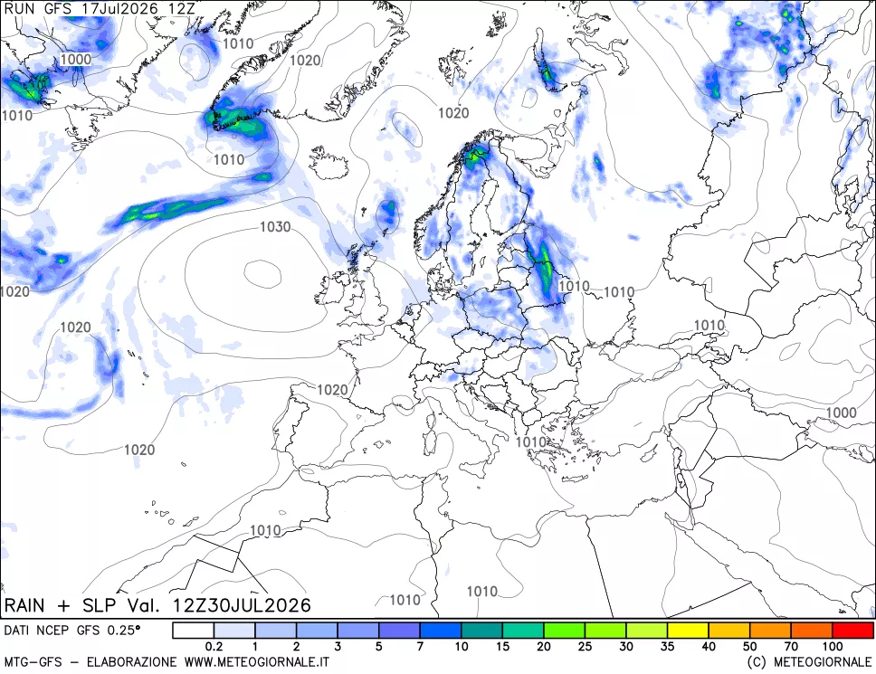 mappa Precipitazioni e pressione SLM