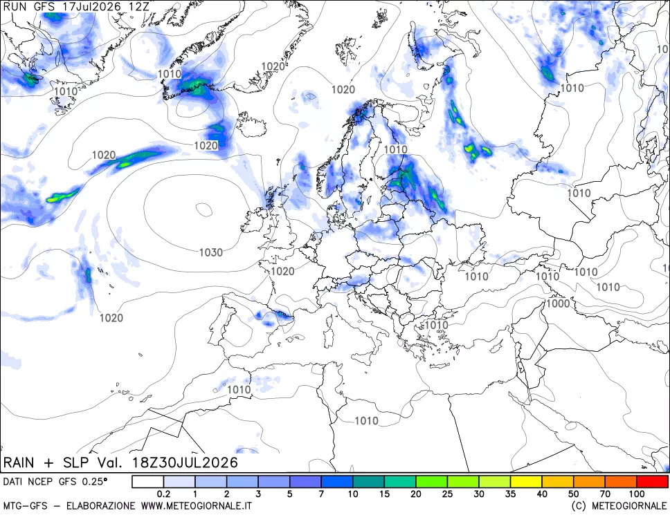 mappa Precipitazioni e pressione SLM