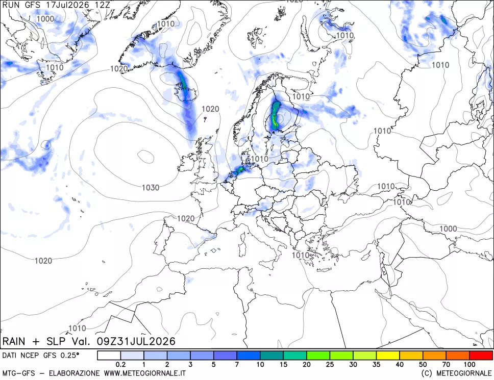 mappa Precipitazioni e pressione SLM
