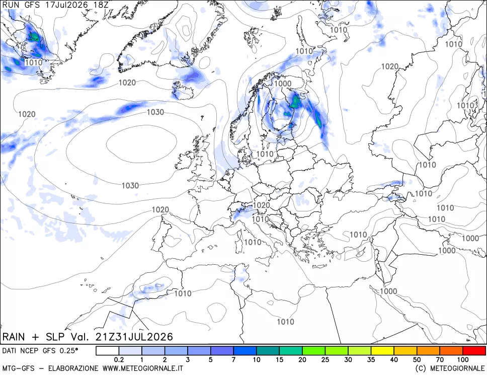 mappa Precipitazioni e pressione SLM