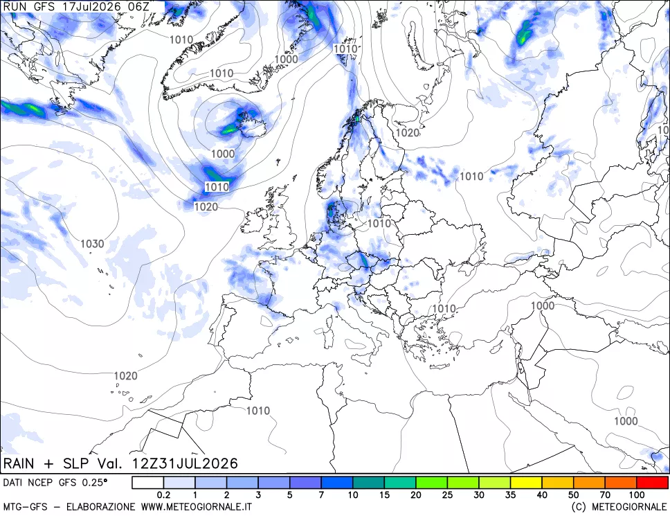 mappa Precipitazioni e pressione SLM